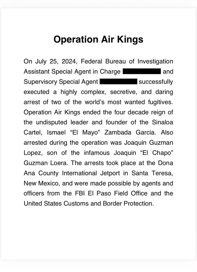 Operation Air Kings — documento del FBI